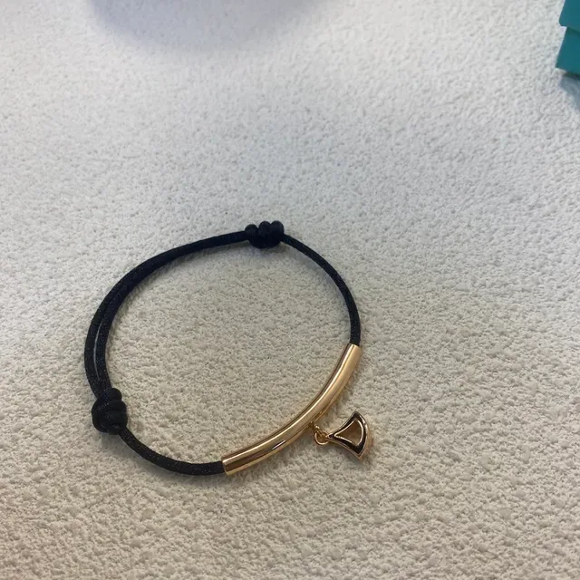 Red Gold Cord-Wrapped Curved Bar Bracelet 3