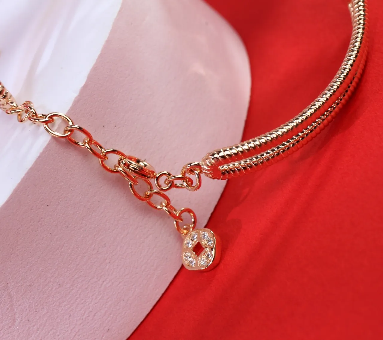 Red Gold Filigree Heart Motifs Bracelet 4