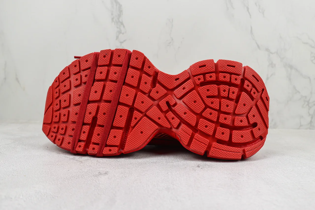 Red Monochromatic Chunky Sculpted Sole Sneakers 8
