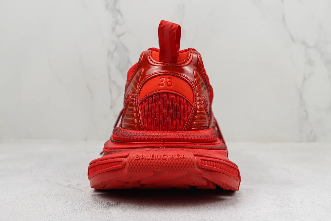 Red Monochromatic Chunky Sculpted Sole Sneakers 9