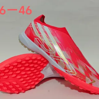 Red White Slip-On Construction Molded Studs Turf Soccer Shoes