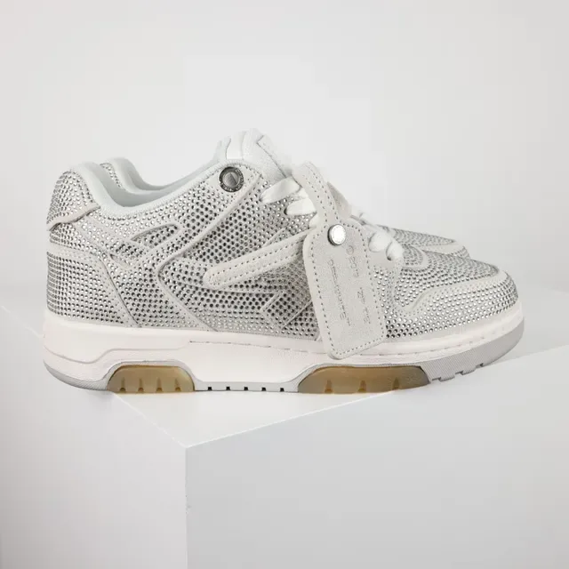 Rhinestone-Embellished Perforated Low-Top Lace-Up Sneakers 3