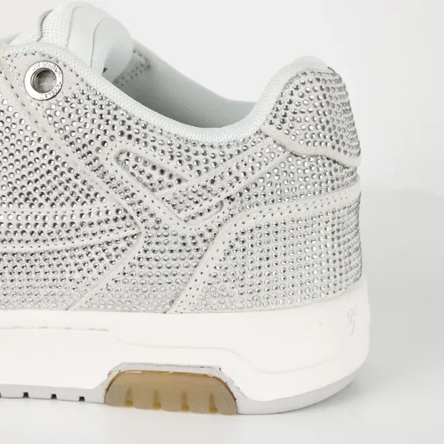 Rhinestone-Embellished Perforated Low-Top Lace-Up Sneakers 4