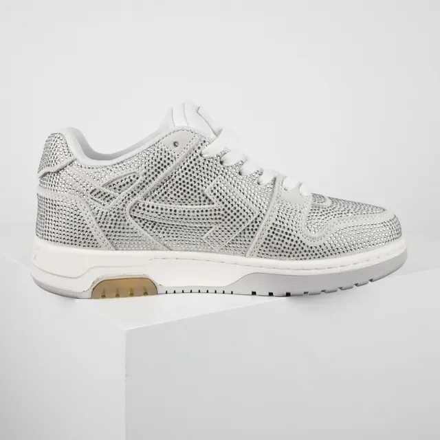 Rhinestone-Embellished Perforated Low-Top Lace-Up Sneakers 7