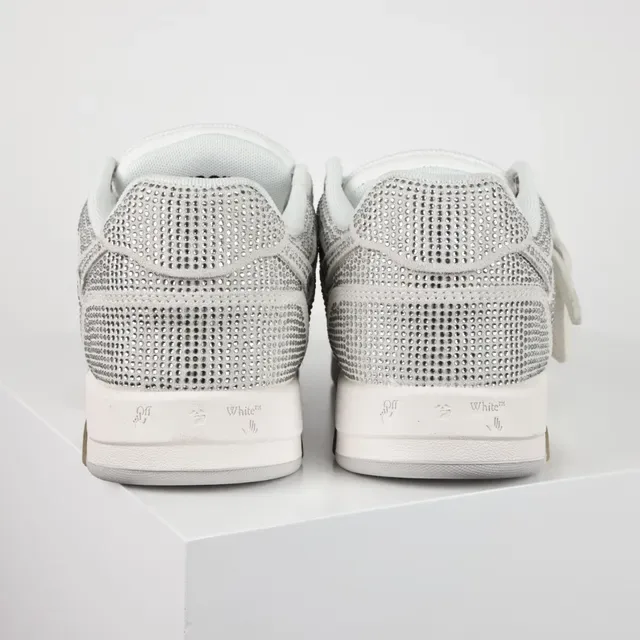Rhinestone-Embellished Perforated Low-Top Lace-Up Sneakers 8