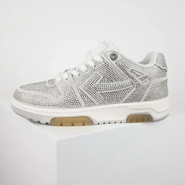 Rhinestone-Embellished Perforated Low-Top Lace-Up Sneakers 9