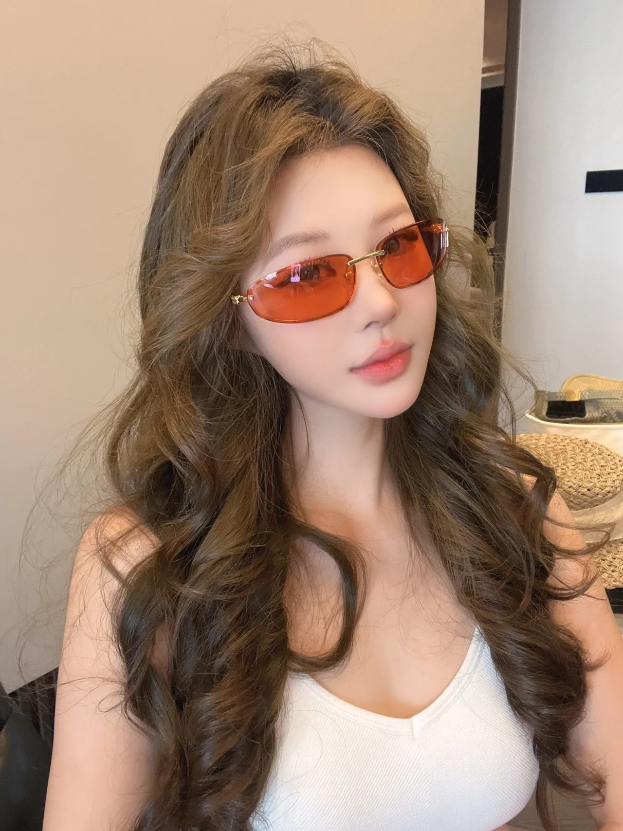 Rimless Semi-Cat-Eye Gold-Tone Dark Gradient Sunglasses 3