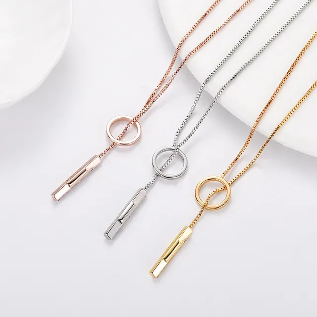 Rose Gold and Silver Crystal Hoop Drop Pendant Necklaces 6