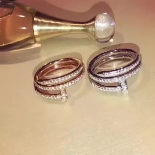 Rose Gold and Silver Tone Pavé-Set Multi-Band T-Bar Stacked Rings