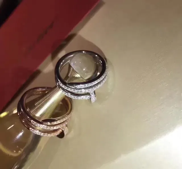 Rose Gold and Silver Tone Pavé-Set Multi-Band T-Bar Stacked Rings 3