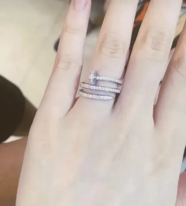 Rose Gold and Silver Tone Pavé-Set Multi-Band T-Bar Stacked Rings 6