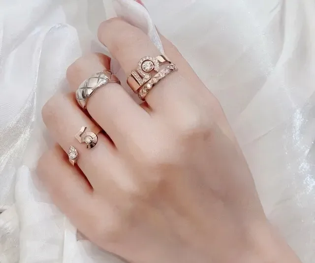 Rose Gold-Tone Gem-Set Open-Band Stackable Rings 9