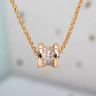 玫瑰金色调 Pavé 水晶桶形吊坠项链