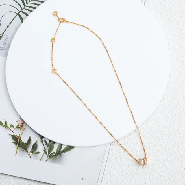 Rose Gold Tone Pavé Crystal Barrel Pendant Necklace 2