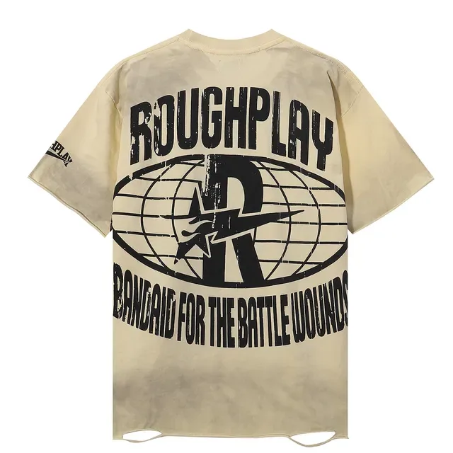 ROUGH Graphic Print Distressed Oversized Black T-Shirt 7