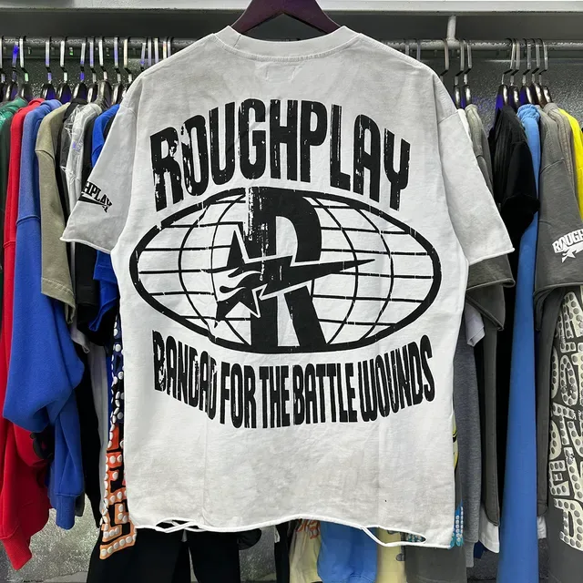 ROUGH Graphic Print Distressed Oversized Black T-Shirt 14