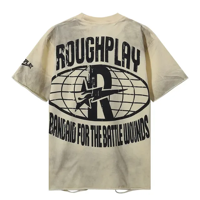 ROUGH Oversized Distressed Cartoon Graphic T-Shirt 3