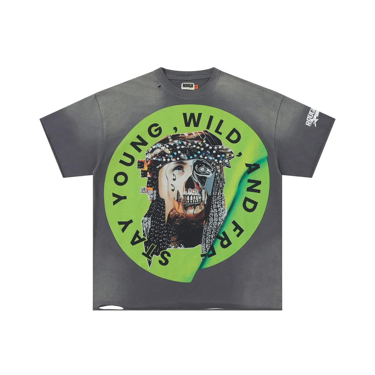 ROUGH Stay Young, Wild, and Free Graphic Oversized T-Shirt 7