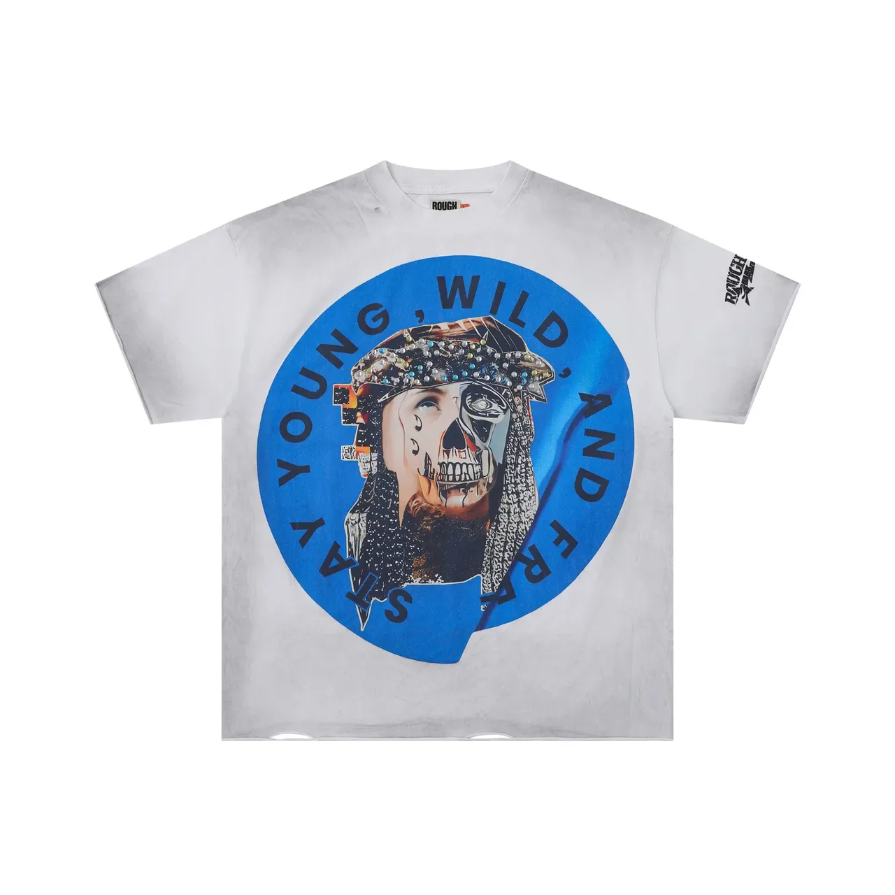 ROUGH Stay Young, Wild, and Free Graphic Oversized T-Shirt 9