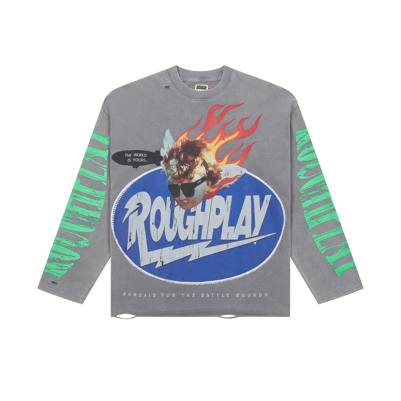 Roughplay Distressed Graphic Dip-Dye Long-Sleeve Top 6