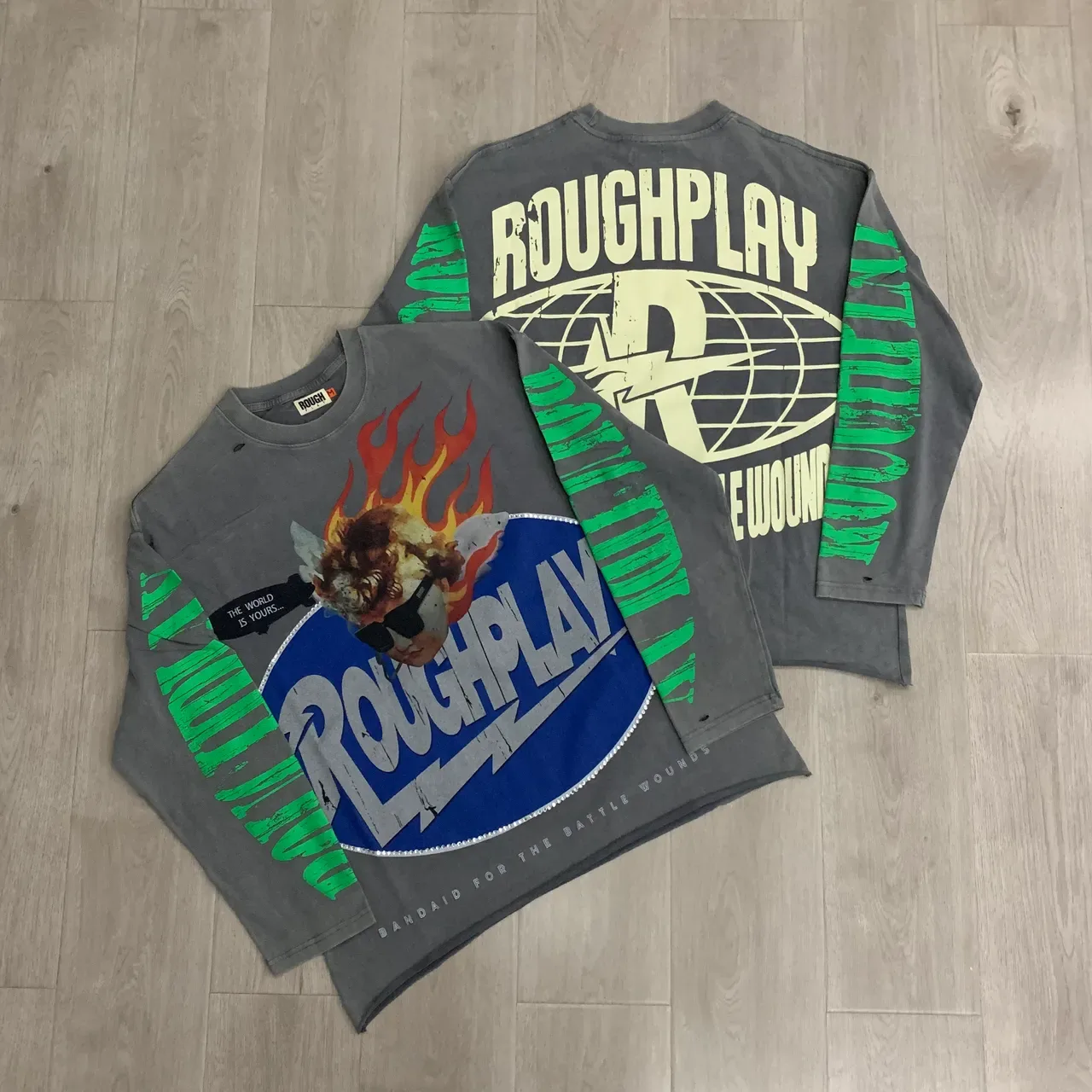 Roughplay Distressed Graphic Dip-Dye Long-Sleeve Top 12