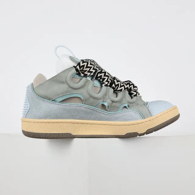Sage Green and Sky Blue Laceless Cut-Out Sneakers 7