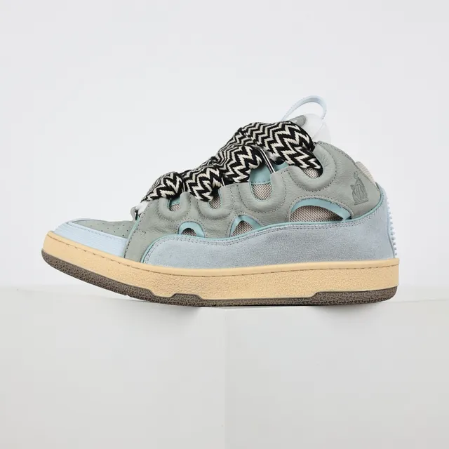 Sage Green and Sky Blue Laceless Cut-Out Sneakers 9