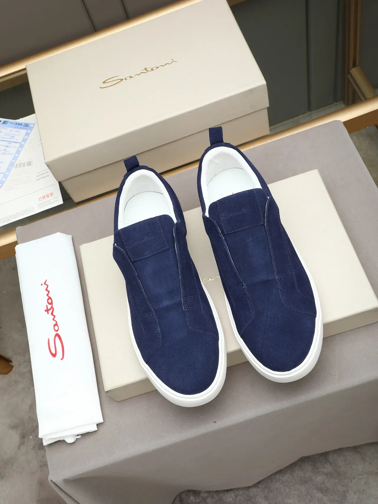 Santoni سليب أون سويد أزرق بحري لايف ستايل 2