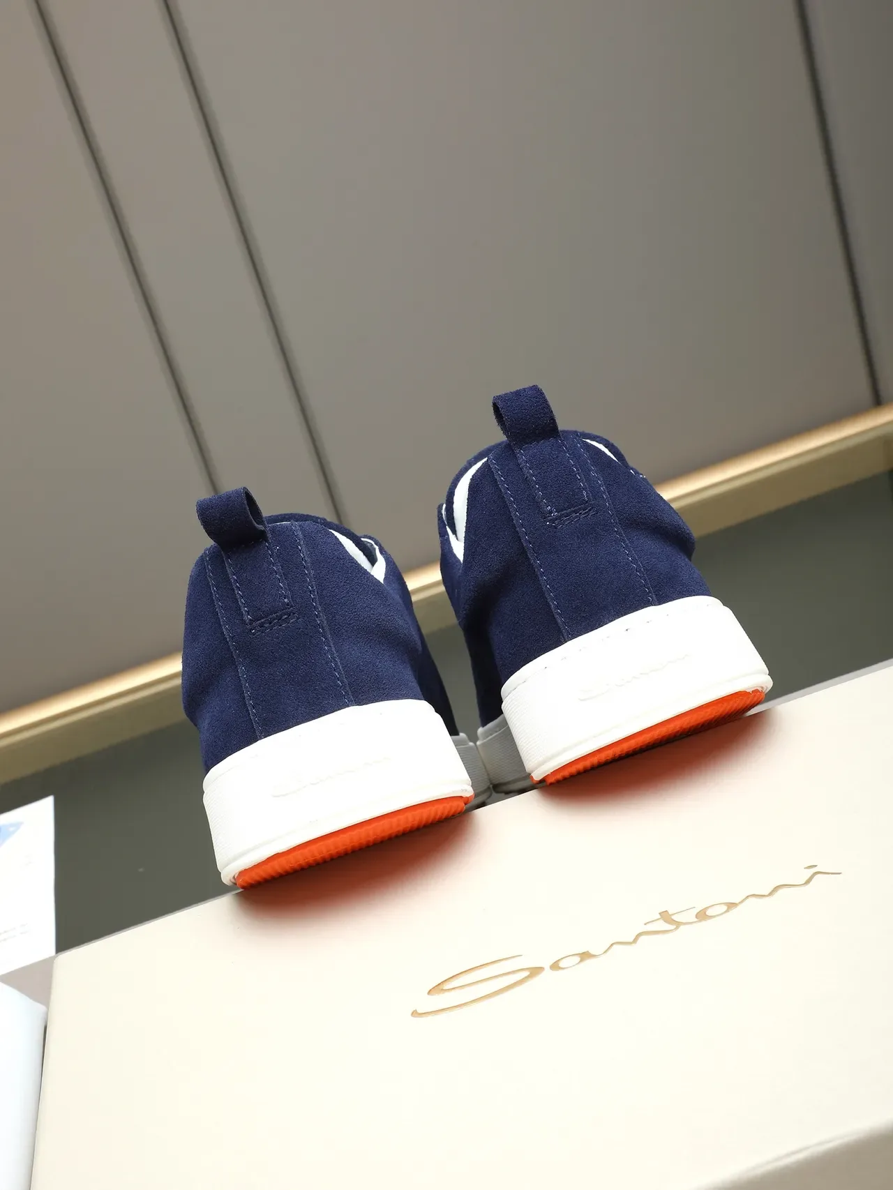 Santoni سليب أون سويد أزرق بحري لايف ستايل 3