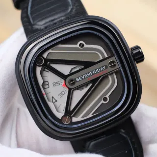 SEVENFRIDAY Black Gray Open-Worked Industrial Mechanical Watch
