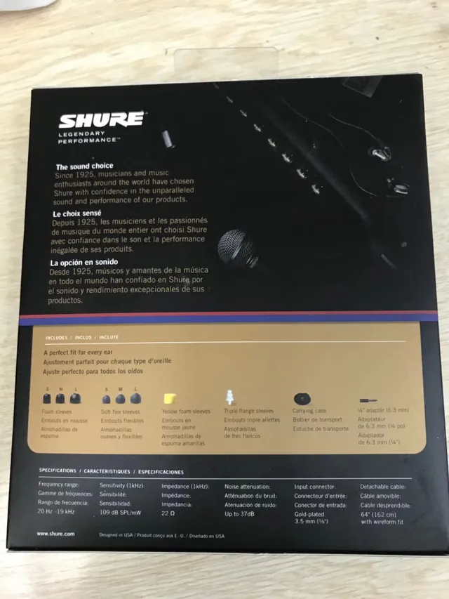 Shure SE425 Prata Preto Duplo Microdrivers Cabo Desmontável Fones Esportivos 3