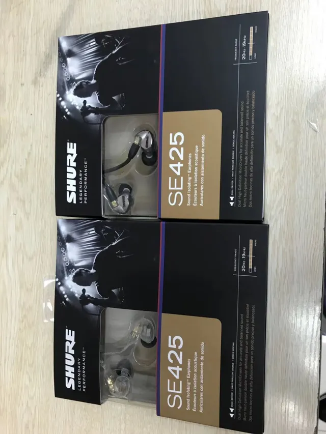 Shure SE425 Prata Preto Duplo Microdrivers Cabo Desmontável Fones Esportivos 5