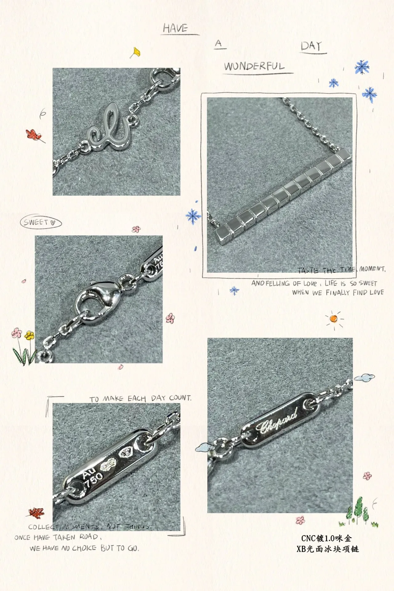 Silver and Gold Tone Faceted Bar Pendant Necklaces 2