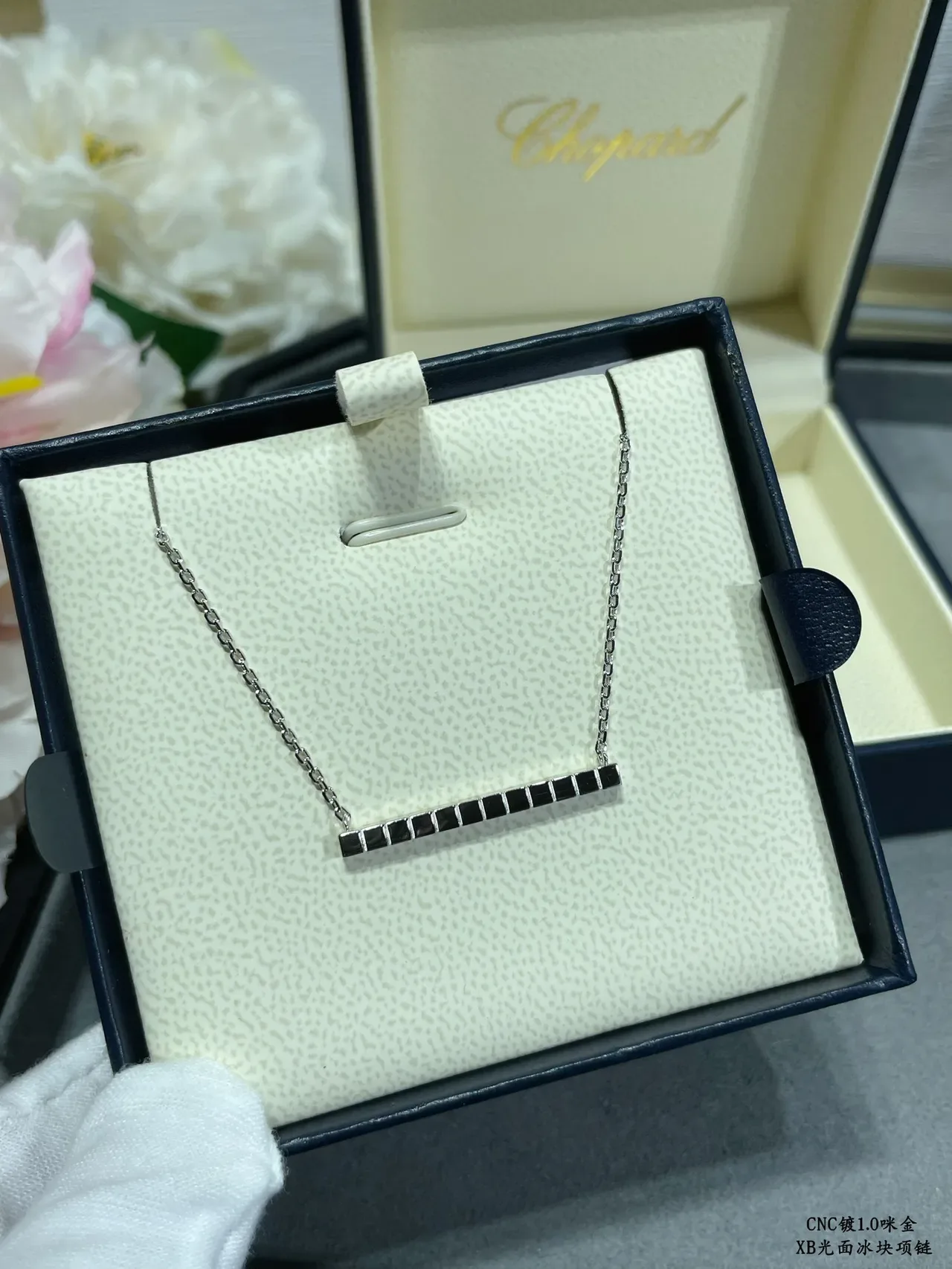 Silver and Gold Tone Faceted Bar Pendant Necklaces 3