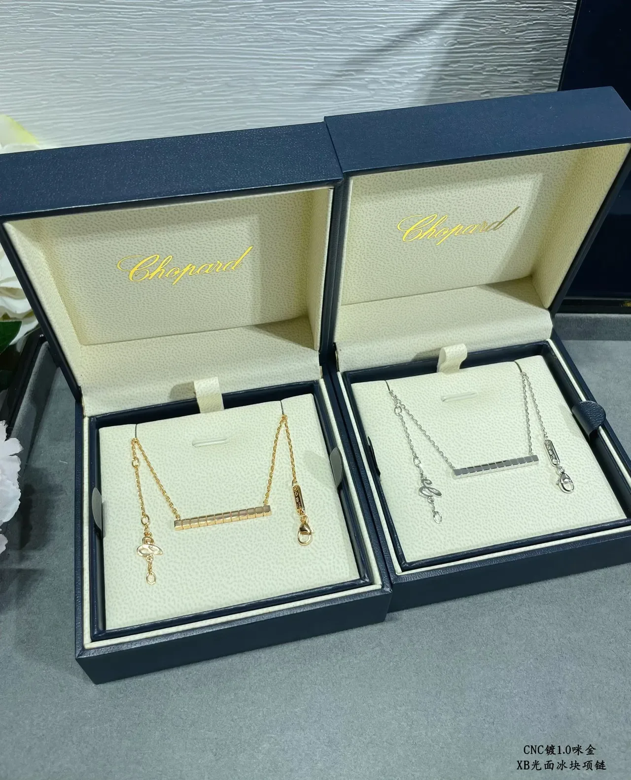 Silver and Gold Tone Faceted Bar Pendant Necklaces 7