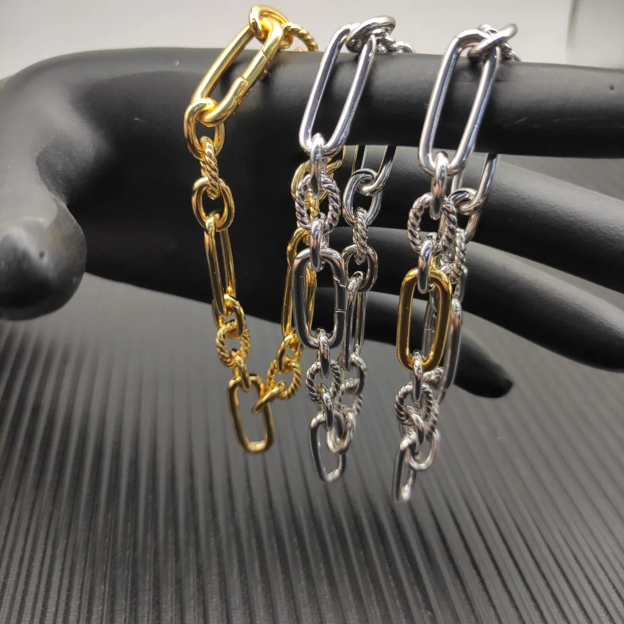 Silver Chunky Link Twisted Rope Detail Bracelet 3