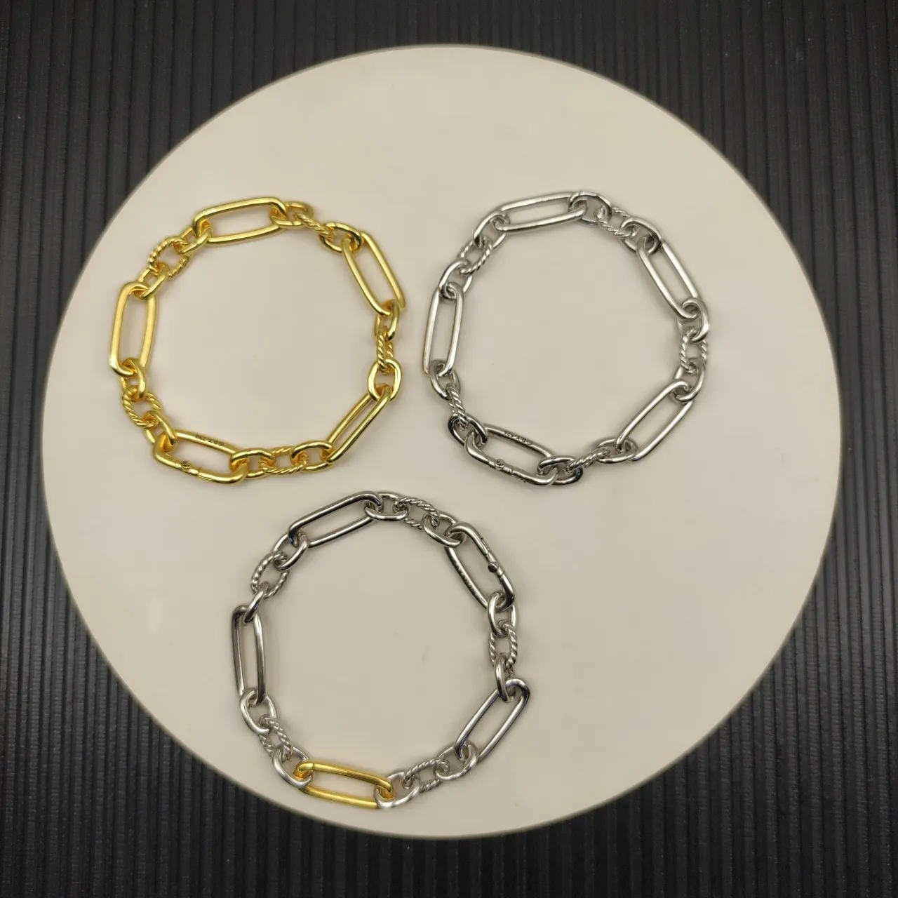 Silver Chunky Link Twisted Rope Detail Bracelet 4