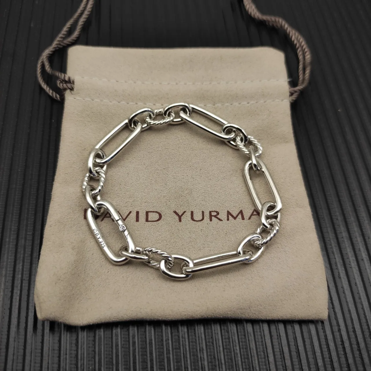 Silver Chunky Link Twisted Rope Detail Bracelet 9