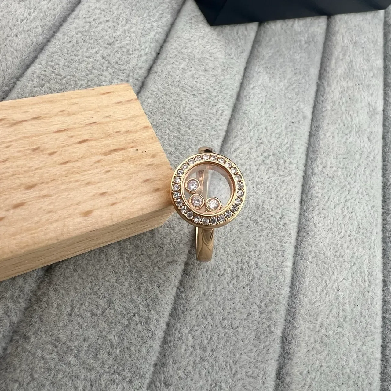 Silver Gold Circular Rotating Charm Compartment Pavé-Set Stone Bezel Ring 4