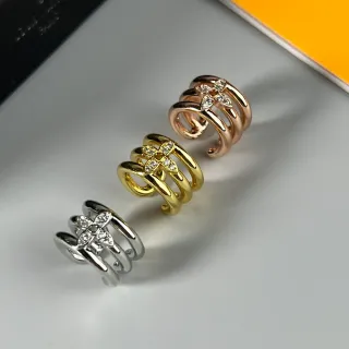 Silver Gold Multi-Band Floral Motif Ring
