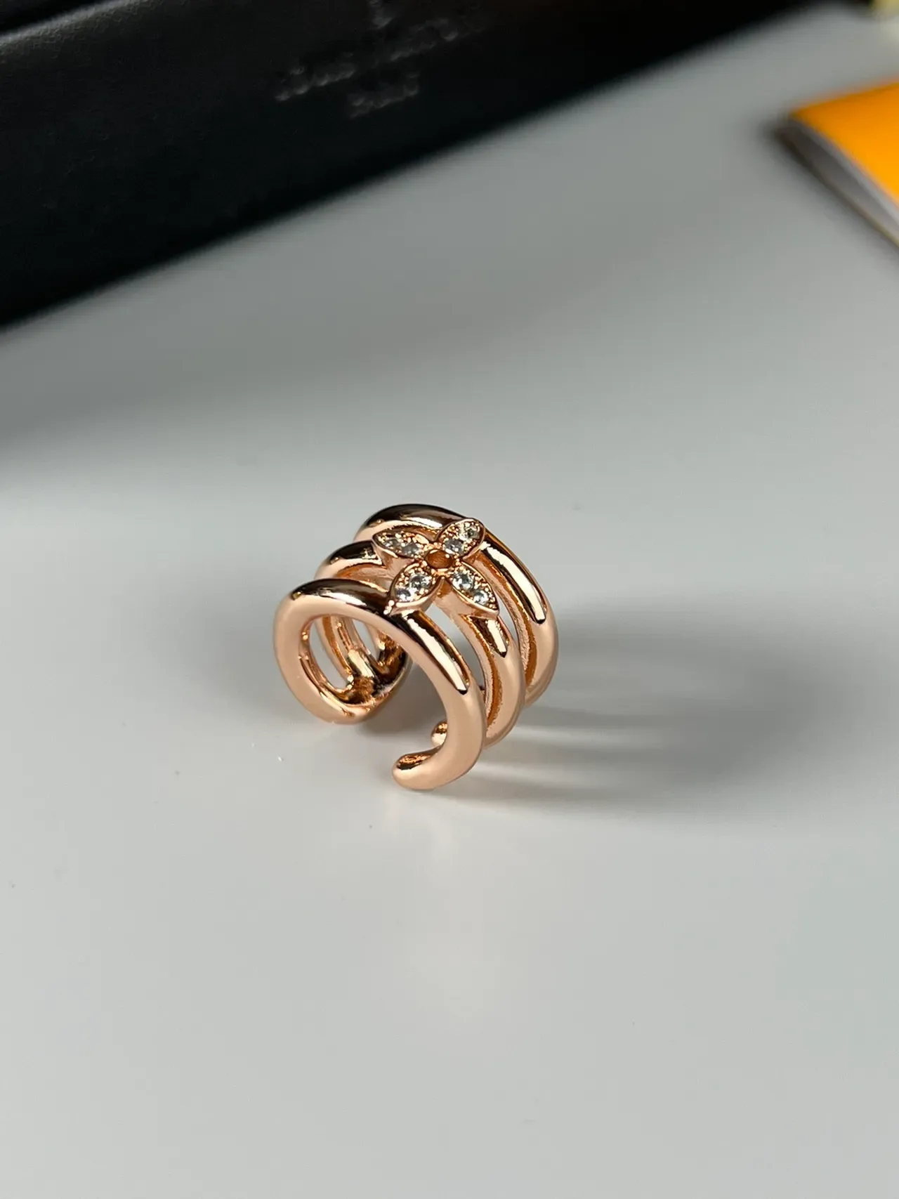 Silver Gold Multi-Band Floral Motif Ring 4