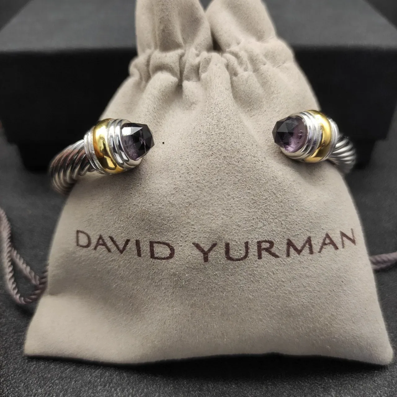 Silver Gold Twisted Cable Faceted Gemstone Terminals Bracelet 5