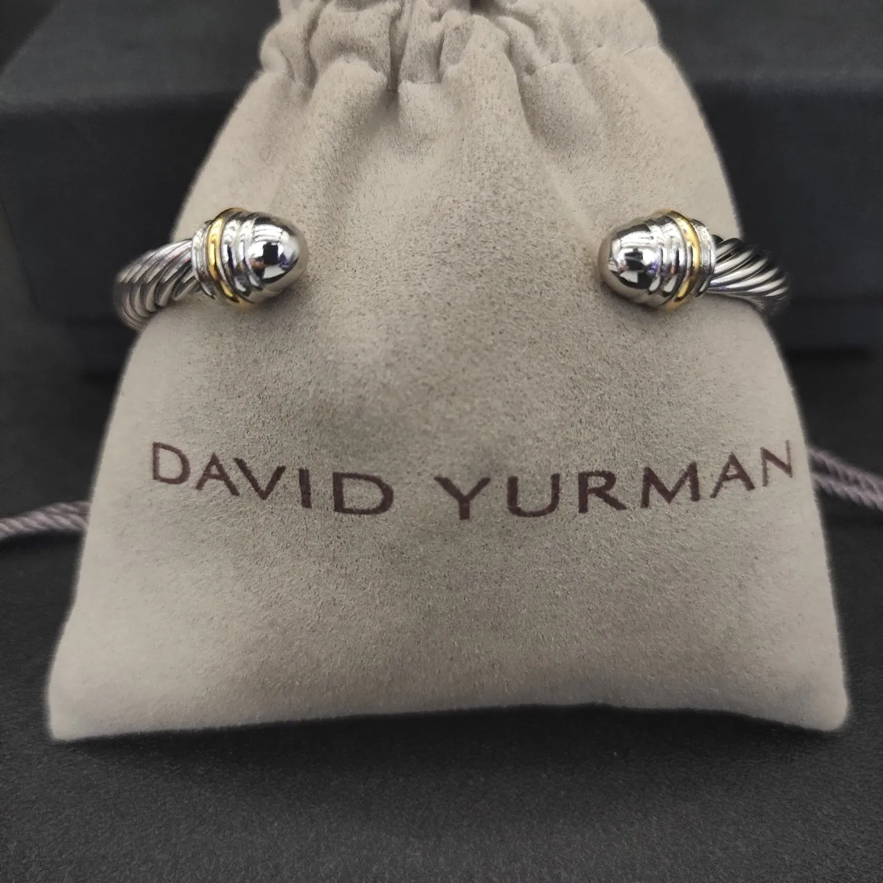 Silver Gold Twisted Cable Open Cuff Bracelet 2