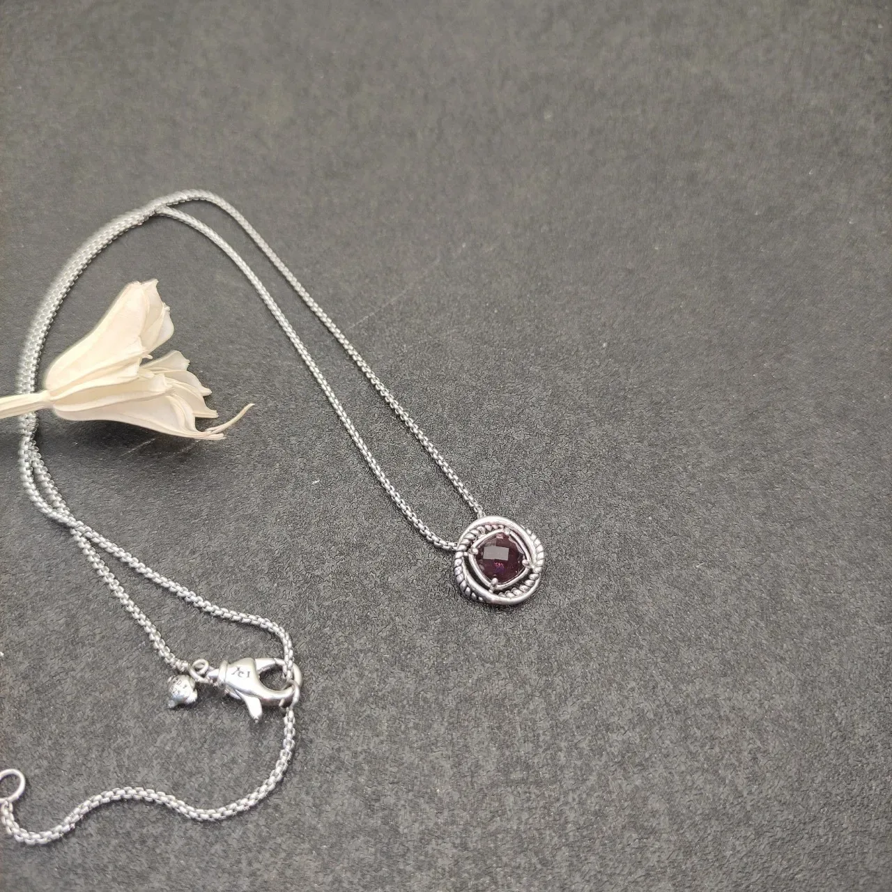 Silver Multicolor Rope Chain Faceted Gemstone Pendants Necklace 8