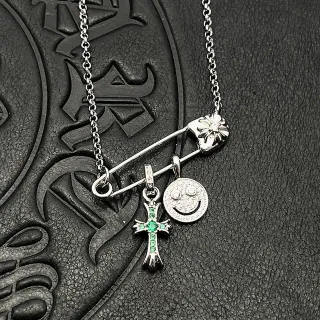 Collier Argenté Multicolore Bar de Broche de Sécurité Double Charm