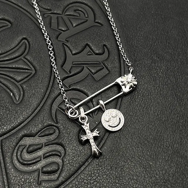 Silver Multicolor Safety-Pin Bar Dual-Charm Pendant Necklace 6