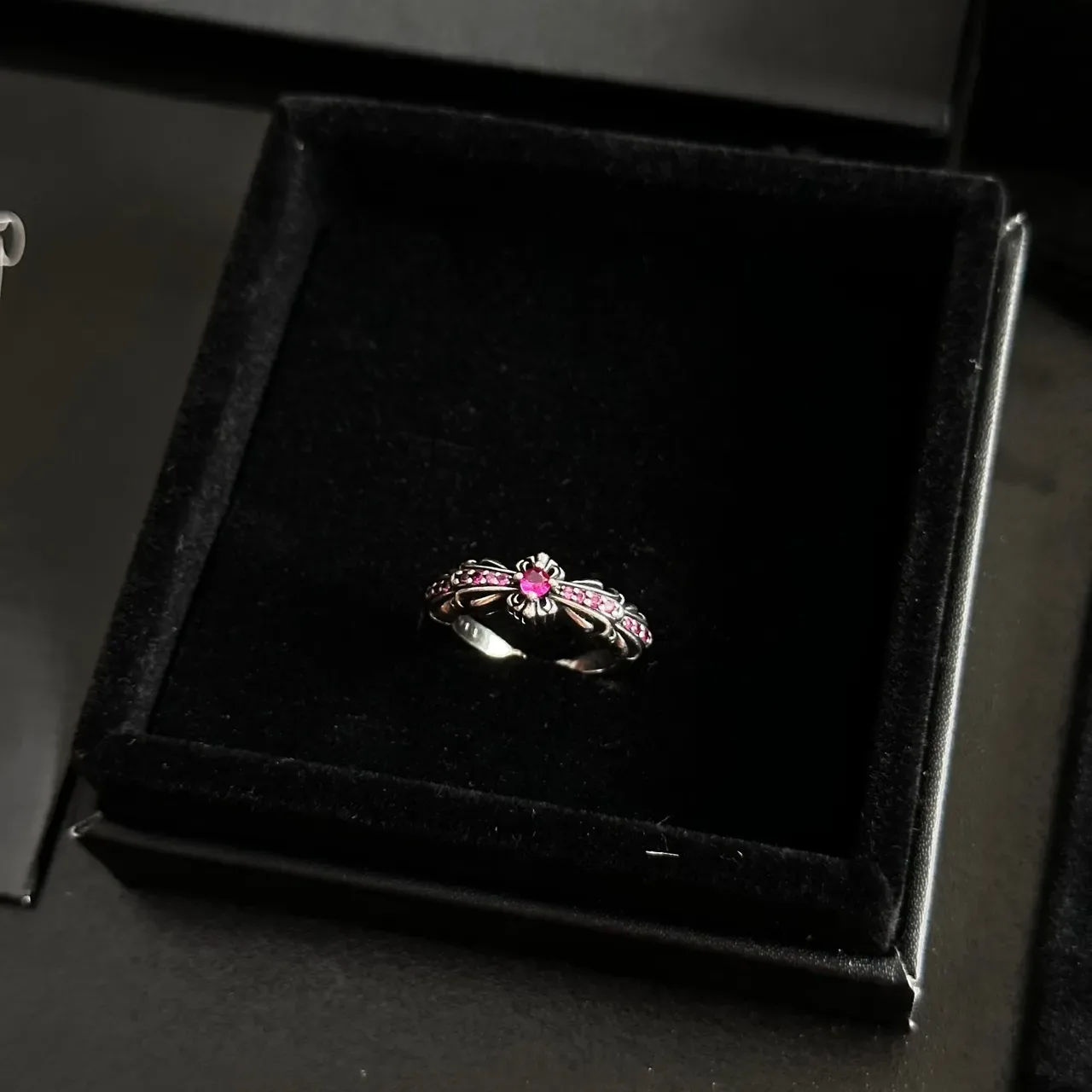 Silver Red Open-Band Gem-Set Ring 3