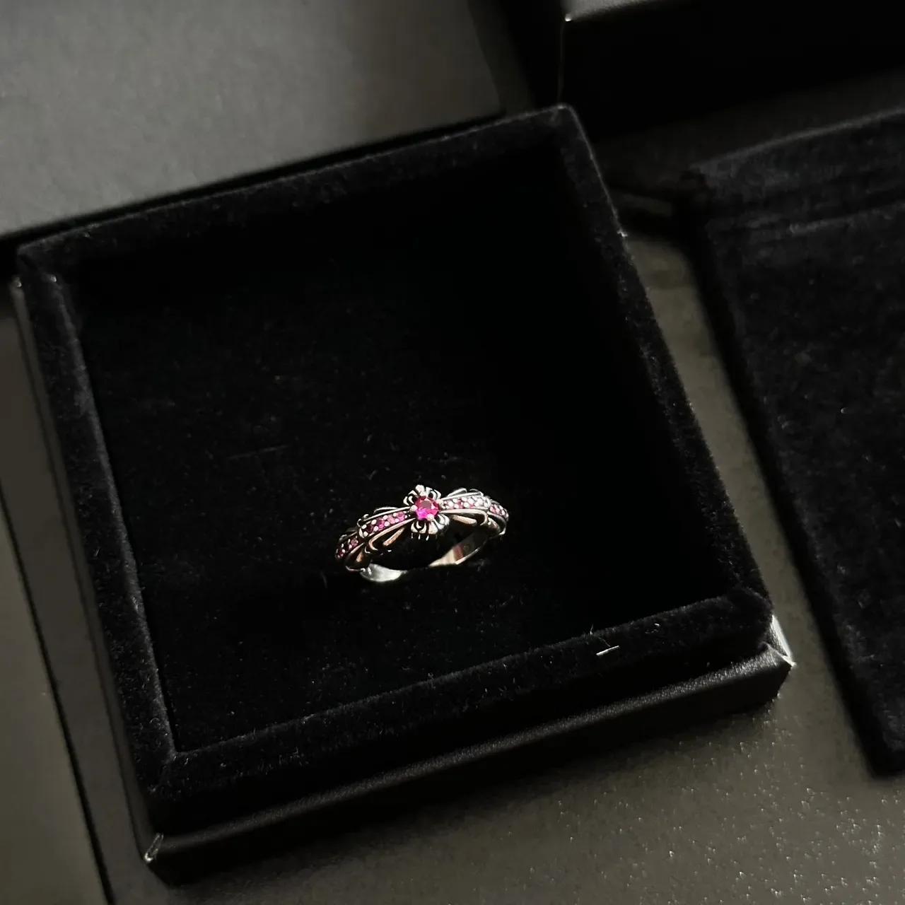 Silver Red Open-Band Gem-Set Ring 4