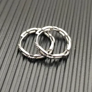 Silver Segmented Rope-Textured Hoop Earrings