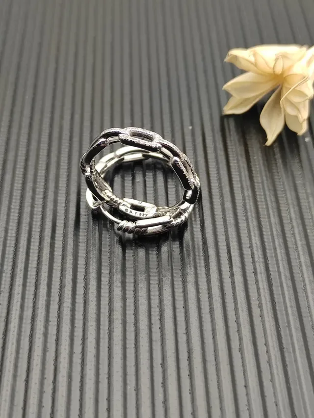 Silver Segmented Rope-Textured Hoop Earrings 5